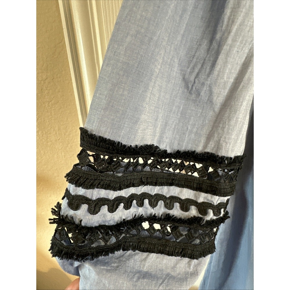 Who What Wear Chambray Boho Maxi‎ Dress Festival Fall Tassels Sz Small - Picture 5 of 9